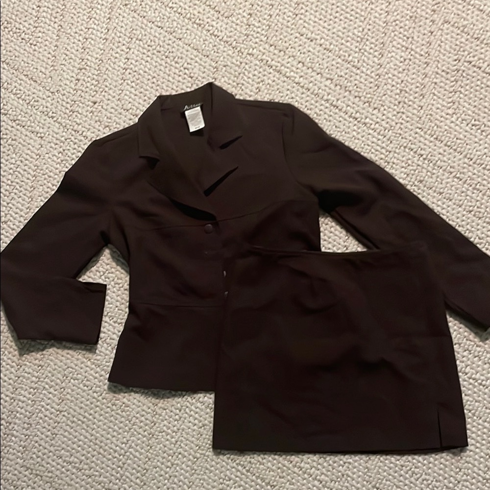 Brown Blazer and Skirt Suite Set
